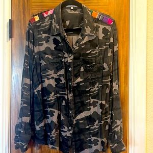 Miss Me long sleeve camo button up shirt